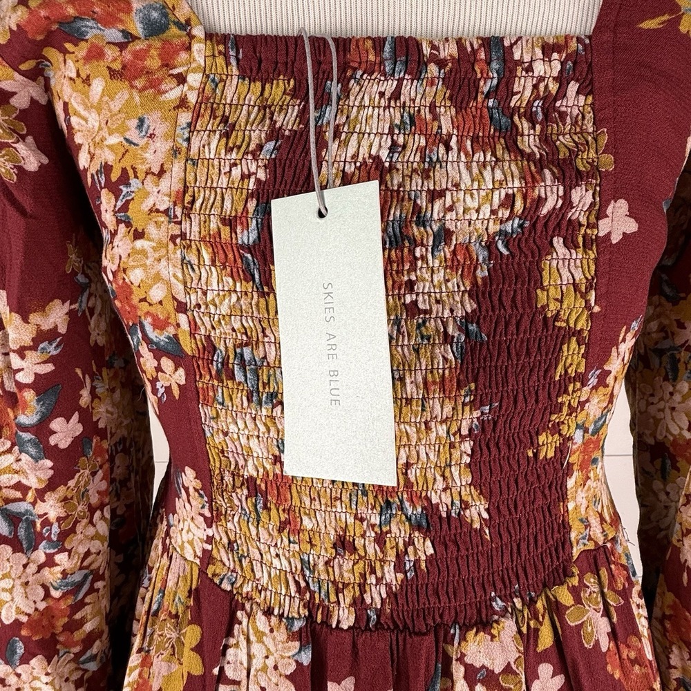 New Skies are Blue Tiered Peasant Dress Women S 4 6 Floral Boho Cottagecore Midi - Picture 3 of 11